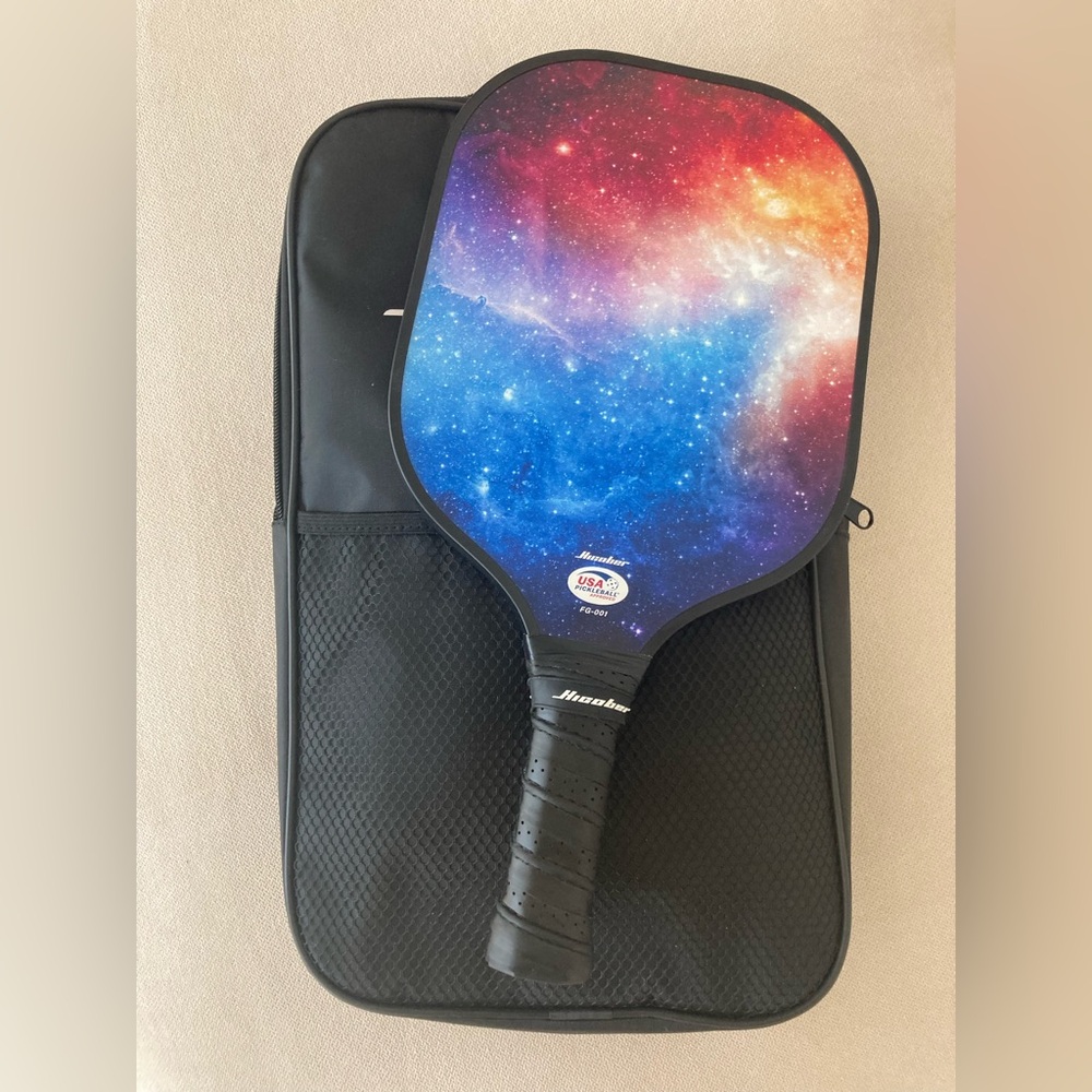 Beginner Set- Bag, 4 Balls, USAP Approved Pickleball Paddle- Unique Galaxy Print